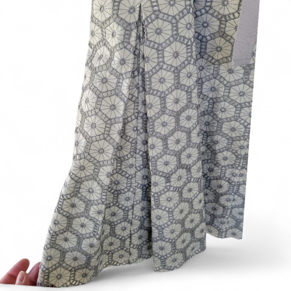 Tracy Reese Strapless Lacy Crochet Embroidered Light Grey Dress - Picture 10 of 11